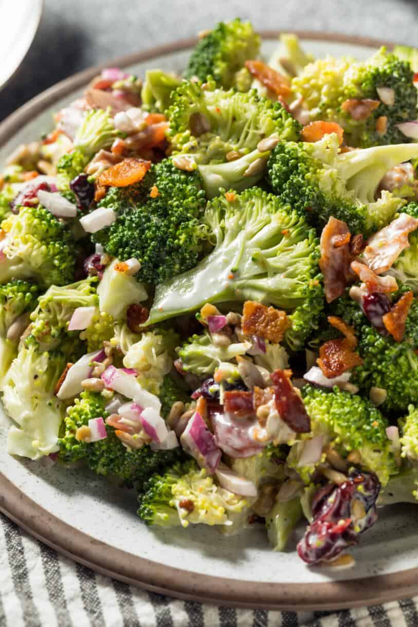 healthy homemade broccoli salad with bacon
