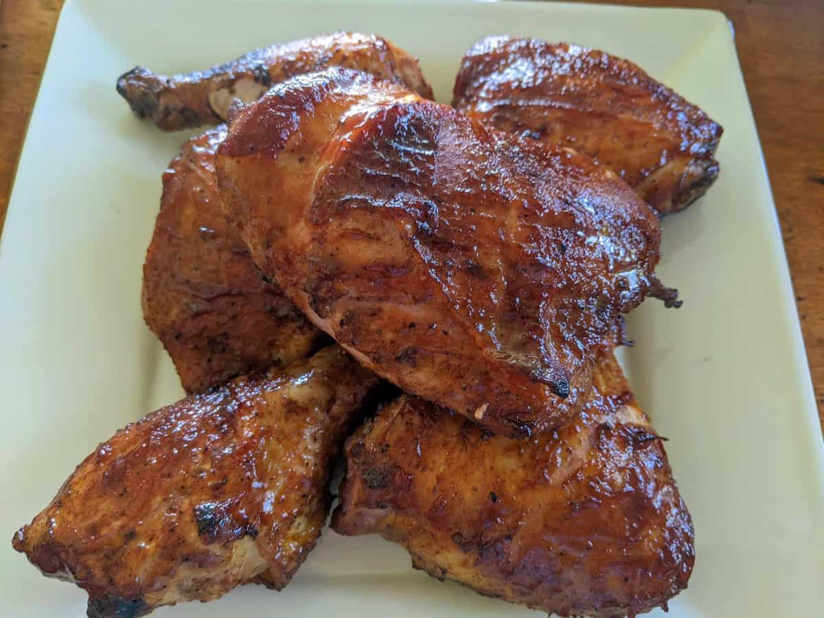 smoked chicken thighs scaled smoked chicken thighs