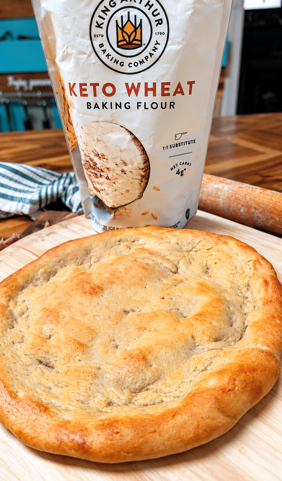 Keto pizza crust with flour package